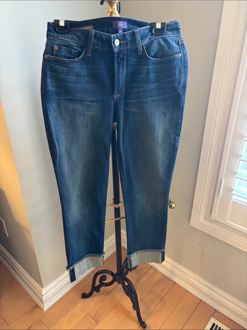 NYDJ Dark Blue Cropped Roll-Hem Jeans